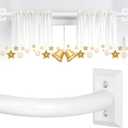 White Wrap Around Curtain Rods 66 to 120Inch:Blackout Adjustable Window Curtain Rod,Room Darkening Heavy Duty Curved French Metal Single Drapery Rods for Bedroom Kitchen Easy Install,Pure White