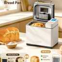 KBS 2.2LB Bread Maker, Automatic Bread Machine with Healthy Ceramic Nonstick Pan, Auto Nut Dispenser, 17-in-1 Programs for Gluten-Free & Sourdough, Touchscreen, 15H Delay Timer, White Stainless Steel