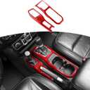 RT-TCZ for Jeep JL Gear Shift Cover Red, 4WD Shift Knob Trim Panel for Jeep Wrangler JL JLU Gladiator JT 2018-2024 Red Interior Accessories 2pcs