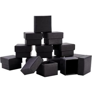 BENECREAT 24 Pack Jewelry Ring Boxes Kraft Square Cardboard Jewelry Boxes 1.7x1.7x1.18inch for Jewelry, Wedding Party, Valentine Festival Gift Packaging, Black
