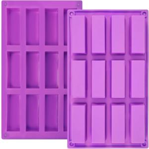 2 Pack Granola Bar Mold Silicone Mold,12 Cavity Rectangle Energy Bar Mold,Cereal Bar Molds for Ganache, Chocolate Bar, Truffles, Cheesecake