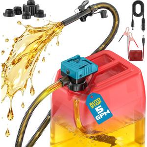 DIYtoolifz 5 GPM Cordless Fuel Transfer Pump with Auto Shut-Off & Beep Alert, Compatible with Makita 18V Batteries, Portable Gas Can Pump for Gasoline, Diesel, 51" Hose & 5 Adapters (Bare Tool)