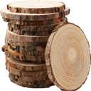 FSWCCK 17 PCS Unfinished Wood Slices for Centerpieces - 5.1-5.5 Inch,Round Natural Discs with Tree Bark, Wooden Cookies Circles for Crafts Christmas Ornaments, Rustic Wedding Decor,Table Decoration