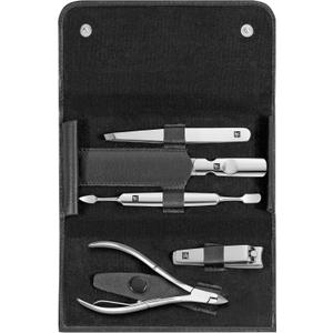 Manicure Set 6-Piece with Cowhide case, Professional Care for Hands and feet, Black