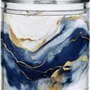 MNSRUU 2 Pack Qtip Holder Organizer Dispenser Marble Blue Gold Bathroom Storage Canister Cotton Ball Holder Bathroom Containers for Cotton Swabs/Pads/Floss