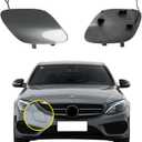 Car Front Bumper Tow Hook Cover Compatible with Sports Mercedes Benz C-Class W205 C300 C43AMG 2015 2016 2017 2018 [Only Applicable to Sports Models] Trailer Cover Cap A2058850724 Towing Eye Cap Gray (Gray Right Passenger Side)