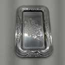 4-Pack Small Silver Serving Trays Set - ZENOVLUX Bow Floral Engraved Mirror Decorative Tray, 11.4" x 7" Party Platters for Whiskey, Cookies, Charcuterie, Snacks, Desserts, Fruit, Party Food Display