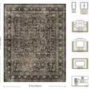 8x10 Area Rugs for Living Room - Washable Vintage Retro Large Rug, Soft Ultra Thin Non Slip Low Pile Traditional Distressed Boho Carpet for Bedroom Dining Room Home Office, Brown