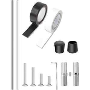 6 ft Aluminum Color Guard Flag Pole with Weight, 2 * 3-ft Color Guard Pole, Can Be Used Alone 3ft, with Plastic Black End Cap Tips and Tape for Standard Lightweight Practice Pole Flags