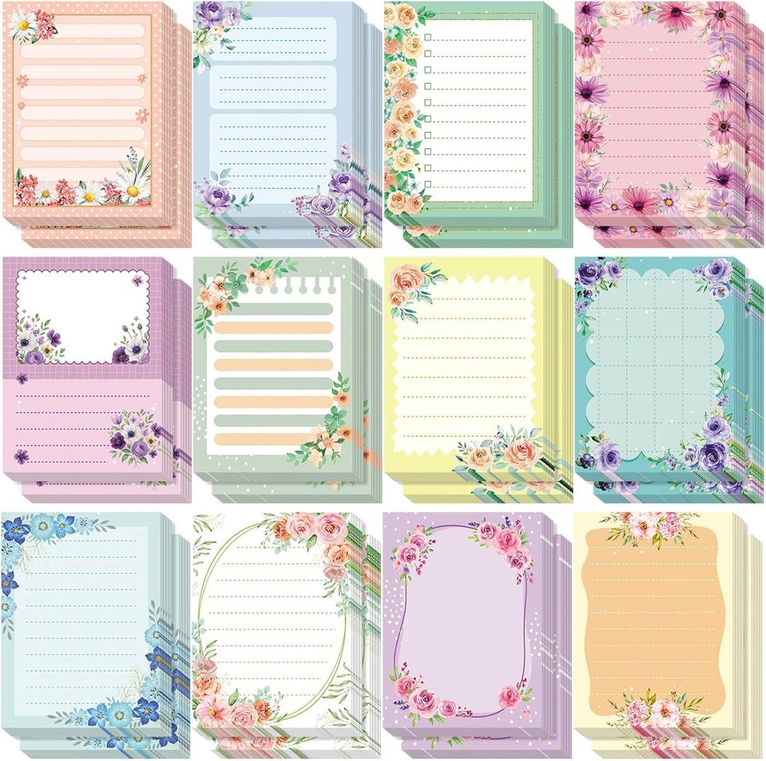 24 Pads Flower Sticky Notes Floral Notepads Flower to Do List Memo Pads 3x4 Inch for Floral Gift Adhesive Notepads for Women Office Home Party Supplies Birthday Gift Appreciation Christmas