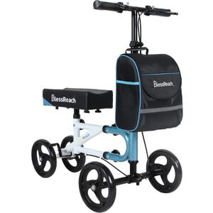 Economy Knee Scooter Steerable Knee Walker for Foot Injuries Compact Crutch Alternative with Dual Braking System (Blue)