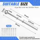 LEIFIDE 8 Pack 1/2" x 18" Eye Bolt with Nut, Hot Dipped Galvanized Heavy Duty Rigging Zinc Eye Bolt Anchor Point for Wood Chain, Wire Rope, Lifting, Construction and Outdoor Anchoring
