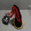 6 Pcs Pirate Costume Accessory Set, Black Captain Hat with Skull Emblem, Red Headband, Eyepatch & Hook Props for Halloween Theme Party