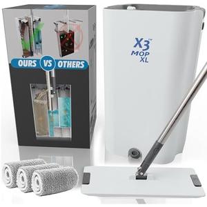 X3 Mop
X3 Mop XL, Separates Dirty and Clean Water, 3-Chamber Design, Flat Mop and Bucket Set, Hands Free Home Floor Cleaning, 3 Reusable Microfiber Mop Pads Included