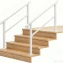 Hand Rails for Outdoor Steps，Stair Handrail & Indoor Stair Railing Kit，Railings for Outdoor Steps for Fence & Outdoor Steps (2, White-Straight, 4 Step)