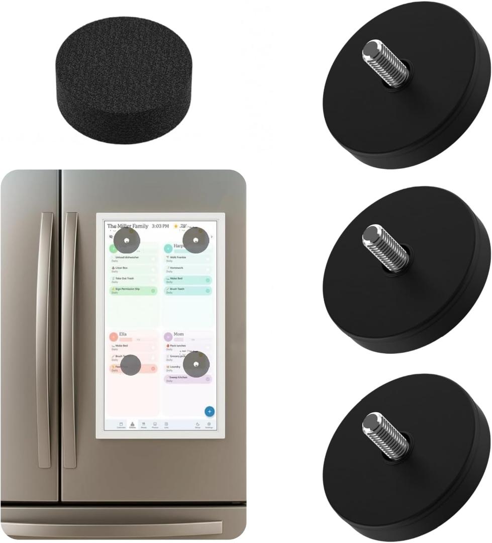 Magnetic Mount for Skylight 15" Calendar 3 Rubber-Coated Neodymium Screws + Foam Pad | Holds Up to 99 lbs | Scratch-Free Fridge Mount | Tool-Free Install | Skylight Calendar Accessory