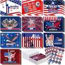 Yeaqee 100 Pack 4th of July Patriotic Greeting Cards with with Envelopes and Stickers American Flag Thank You Cards 250th Anniversary Red White and Blue Card for Independence Day Memorial Day