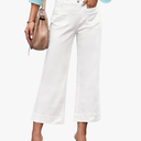 luvamia Wide Leg Jeans for Women Trendy High Waisted Flare Jeans Cropped Denim Pants Stretchy Baggy with Patch Pockets M