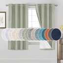 PrinceDeco 100% Blackout Linen Curtains 63 Inches Long 2 Panels Thermal Insulated Burlap Curtain with White Liner Grommet Room Darkening Textured Curtains for Bedroom Living Room (52x63 inch, Sage)