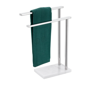 Hand Towel Holder Chrome for Bathrooms Vanity Countertop 2-Tier Towel Rack Free Standing with Thicken Marble Base, Polished Stainless Steel AN7003CH