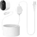 ALERTCAM Magnetic Charging Cable for Arlo Pro 5S/Pro 4/ Pro 3 Floodlight/Pro 3, Arlo Ultra 2/Ultra, 30ft Weatherproof Charger Continuously Charging Your Arlo Camera,White