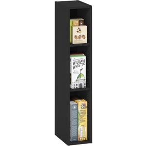 Furinno Fulda Book Shelf, 3-Tier Narrow Bookshelf, Bookcase with 6-in Width Storage Shelf, 9.3 x 5.9 x 31.5, for Living Room, Bedroom, Home Office, Blackwood