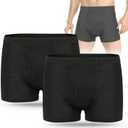 Men's Incontinence Underwear 2PCS Incontinence Boxer Briefs Absorption Protection Washable Incontinence Underwear for Men Leak Proof Underwear with Front & Rear Absorbent Area 280ML (Black, Medium) (Black-2pcs)