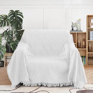 MEETSKY White Couch Cover Sofa Covers Slipcover for Loveseat Recliner Chair Futon, Washable Protector Thick Breathable Fabric, Living Room/Bedroom Decoration (71"x 91", Medium, White)