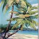 Palm Tree Wall Art Decor Painting Pictures Print On Canvas, Tropical Beach Framed Canvas Wall Art for Home Decoration Living Room Bedroom Artwork