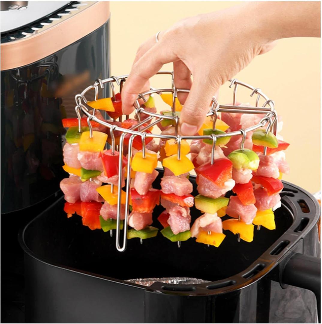 New Air Fryer Grill Eco-Friendly Non-Stick BBQ Rack  304 Stainless Steel Grill Rack, Air Fryer Skewer Rack, for Grilling Home Kitchen,48skewers