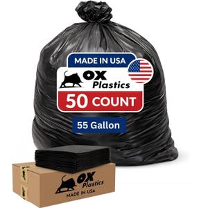 55 Gallon Trash Can Liners Bags 4 Mil - 50 Count & Thick Extra Heavy Duty Strength - Large Garbage Bag, Leak-Proof & Durable bags - Black