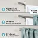 Maytex Easy Install Caf Window Curtain Rod, No Measuring Needed, 48" - 120", with Decorative Round Finials, Brushed Nickel