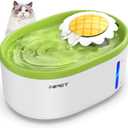 NPET Cat Water Fountain with Visible Water Level Window, White Grey 2L/ 67oz Automatic Pet Water Fountain with Quiet Pump, Dog Water Dispenser for Drinking (Green)