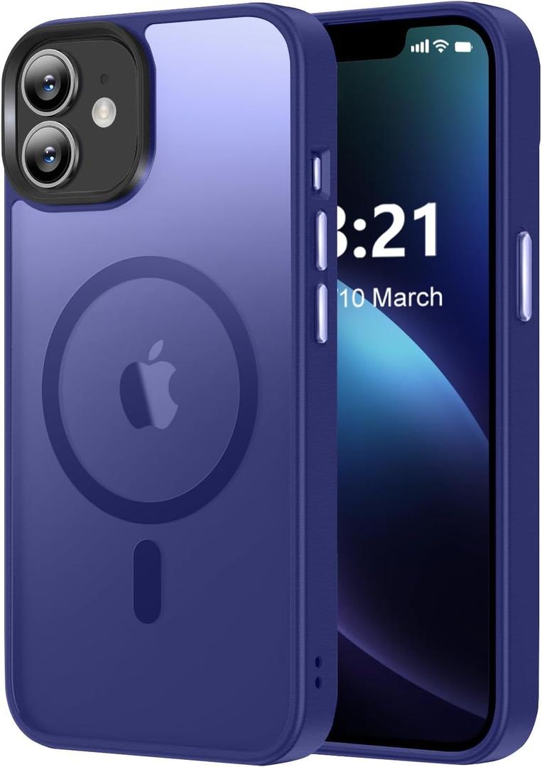 Upgraded Magnetic for iPhone 12 Case/iPhone 12 Pro Case, [Compatible with Magsafe & Military-Grade Protection] Slim Translucent Matte Phone Case for iPhone 12/12 Pro 6.1 inch,Deep Blue
