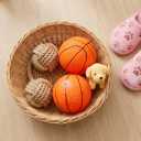 LOGOFUN 5pcs Squeaky Dog Ball Latex Rubber Pet Toys Basketball Shape Puppy Chew Toy for Small Middle Animal Interactive Accessories