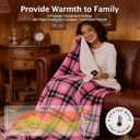 Electric Heated Blanket 62"x84",Fast Heating Twin with 8 Hours Auto Off/8 Heats Levels,Soft Pink Plaid Sherpa Electric Blanket with ETL Certification & Over-Heat Protection