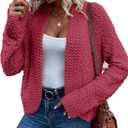 Dokotoo Women's 2026 Fashion Casual Open Front Long Sleeve Chunky Knit Cardigans Sweaters Outerwear Coats (Pink, S)
