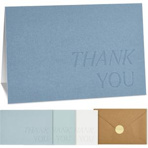 3 x Beautiful Thank You Cards Set of 30 With Envelopes and Stickers - Elegant Blank Cards For Personalized Notes - Perfect Bulk Stationary Set For All Occasions incl. Weddings, Business & Baby Showers