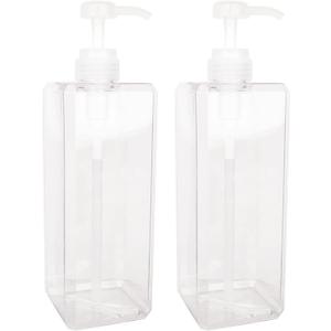 Pump Bottle, Refillable Plastic Empty Lotion Soap Dispenser Liquid Container for Bathroom Shampoo and Body Wash, 32oz/1l Clear 2 Pack