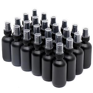 NOOEEISS Frosted Black Glass Small Spray Bottle 2 oz 24 Packs, Fine Mist Sprayer Small Clear Bottles, Refillable Containers mini spray bottles for Cleaning Solutions and Skin Care (Frosted Black 24pcs)