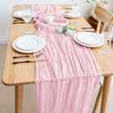 Wokceer Pink Cheesecloth Table Runner Spring 3Pack 10FT Blushing Pink Boho Gauze Easter Table Runner for Party Rustic Sheer Runners for Baby Bridal Shower Wedding