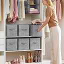 SONGMICS Storage Cubes, 11-Inch Non-Woven Fabric Bins with Double Handles, Set of 6, Closet Organizers for Shelves, Foldable, for Clothes, Cattail Gray UROB26LG