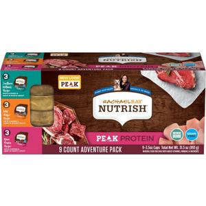 Nutrish Peak Protein Wet Dog Food Variety Pack, High Protein, Grain Free, 3.5oz Cups (Pack of 9), 2 Count (Rachael Ray), BBD: JUL 23 2026