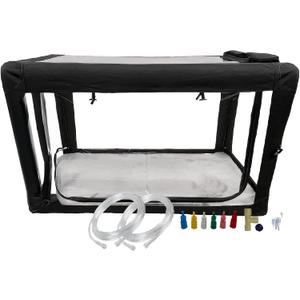 Oxygen Therapy Cage for Pets – Veterinary Oxygen & Nebulizer Chamber for Dogs, Cats, Puppies, Sheep – Portable Oxygen Concentrator with Tubing Kit, Soft Mat, Venturi Adapters, Nebulizer, T-Fitting