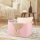 OIASKET Large Blanket Basket, Blanket Storage Living Room, Rectangle Woven Baskets for Storage Toys, Towels, Dirty Clothes Organizer Bins (Pink)