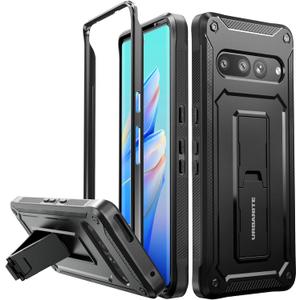 URBANITE for Google Pixel 7 Pro Case, Military Grade Rugged Shockproof Protective Cover with Kickstand (Black)