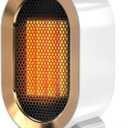 QQT Space heater, Corded Portable PTC Ceramic Space Heater for Indoor Use, Quiet Desk Heater for Office, Energy-Saving Bathroom Heater, Tipping and Overheating Protection, Dumping Shutdown, White