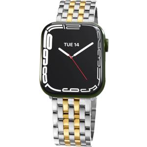 Seven-link Watch Band for Apple Watch Series 11, 10, 9, 8, 7, 6, 5, 4, 3, 2, 1 and SE 3/2/1 for Women, Dressy Stainless Steel Metal Band for Apple Watch 40mm 41mm 42mm 38mm 44mm 45mm 46mm for iWatch (Silver and Gold)