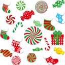 76 Pcs Christmas Cutouts Christmas Decorations Candy Cutouts Xmas Bulletin Board Decor for Classroom Xmas Stocking Wall Cutout Holiday Party Decor Decorations for Home Classroom