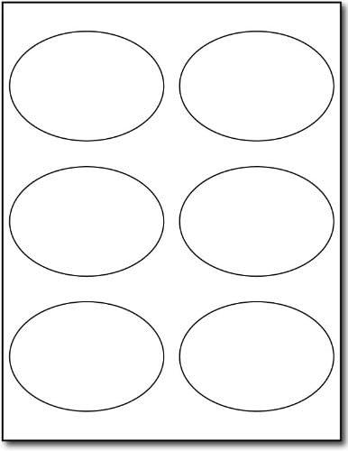 Large Oval Glossy Labels - 3 7/8" x 2 3/4" - White Adhesive Stickers Printable with Inkjet/Laser Printers - 10 Sheets / 60 Labels